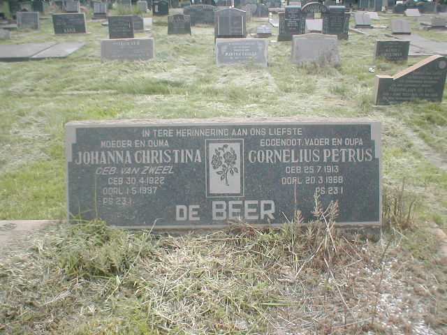 BEER Cornelius Petrus, de 1913-1968 &amp; Johanna Christina VAN ZWEEL 1922-1997