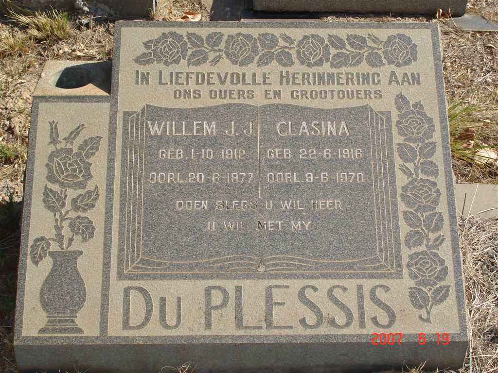 PLESSIS Willem J.J., du 1912-1977 &amp; Clasina 1916-1970