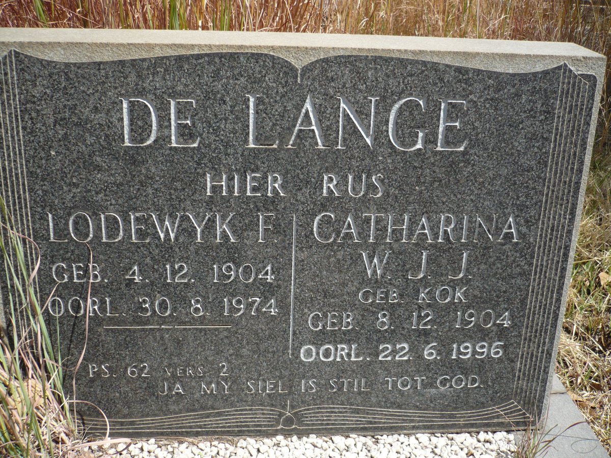 LANGE Lodewyk F., de 1904-1974 &amp; Catharina W.J.J. KOK 1904-1996