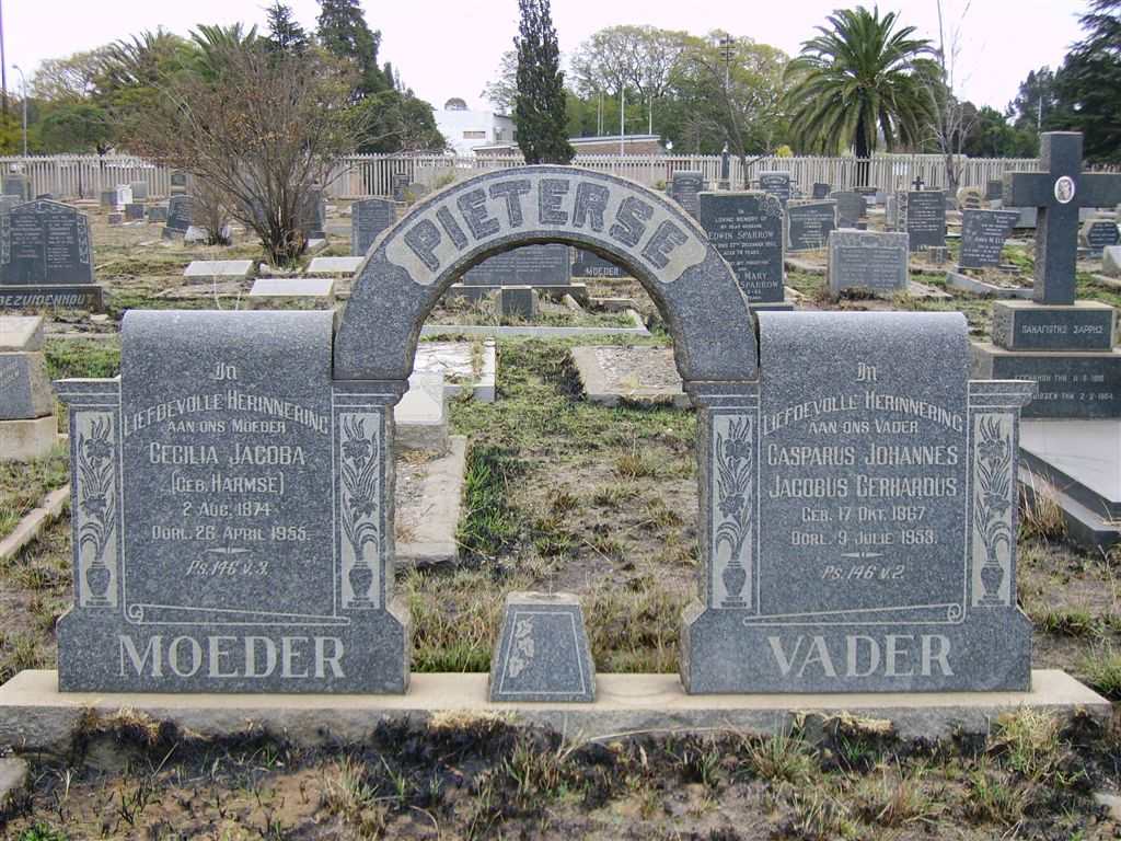 PIETERSE Casparus Johannes Jacobus Gerhardus 1867-1958 &amp; Cecilia Jacoba HARMSE 1874-1955