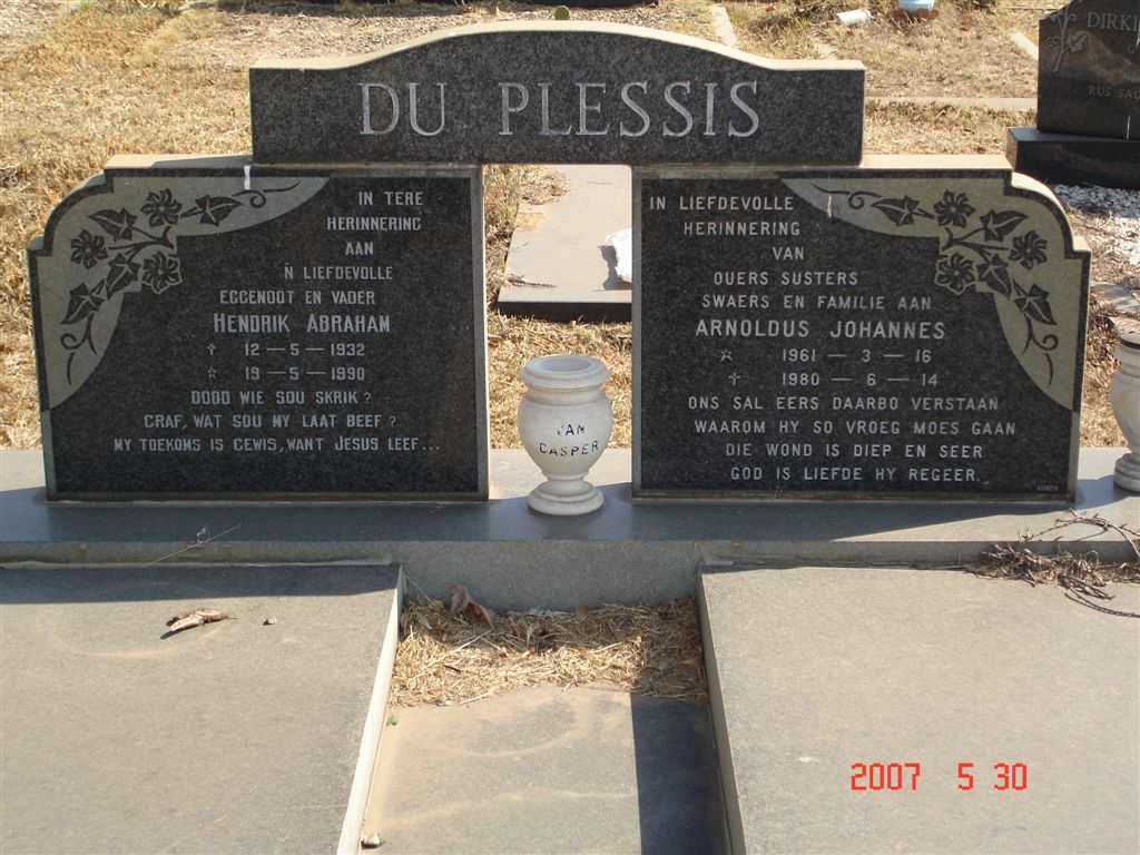 PLESSIS Hendrik Abraham, du 1932-1990 :: DU PLESSIS Arnoldus Johannes 1961-1980