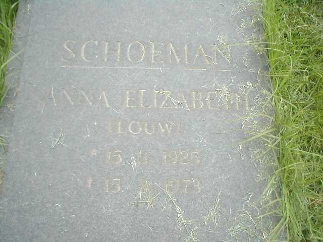 SCHOEMAN Anna Elizabeth  geb. LOUW 1925-1973