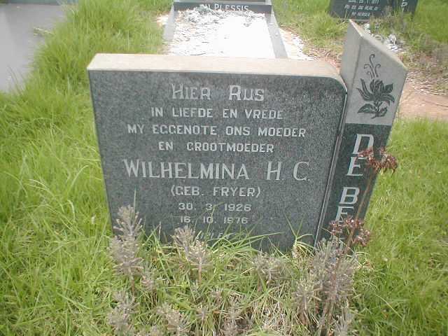 BEER Wilhelmina H.C., de nee FRYER 1926-1976