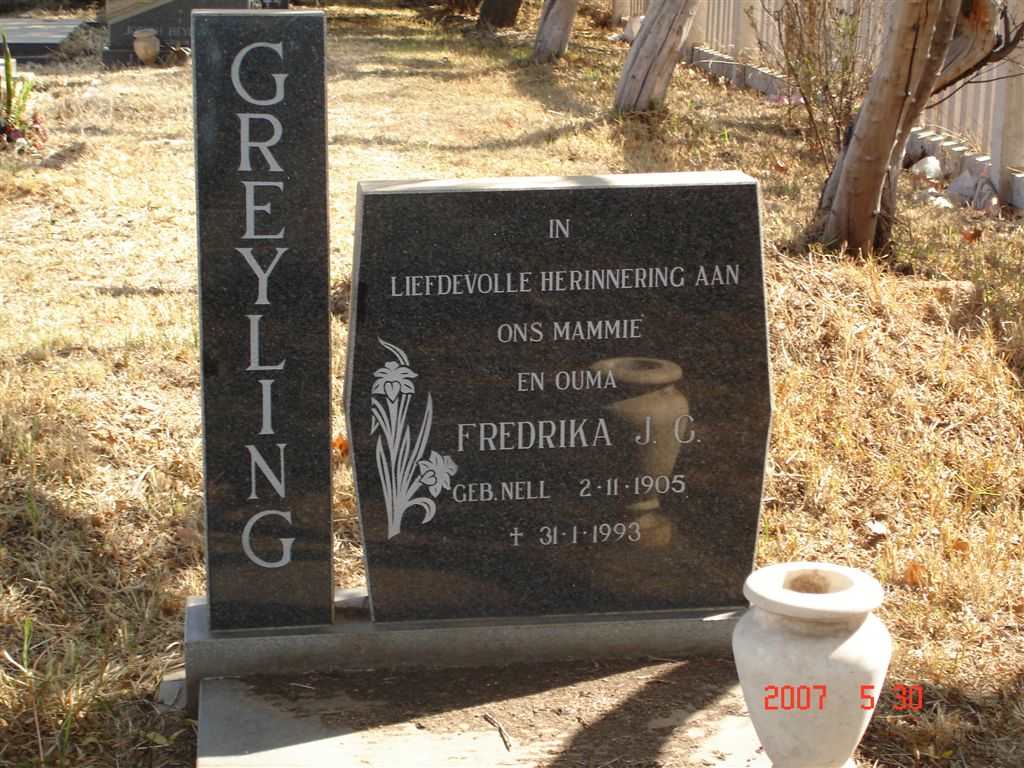GREYLING Fredrika J.C. nee NELL 1905-1993