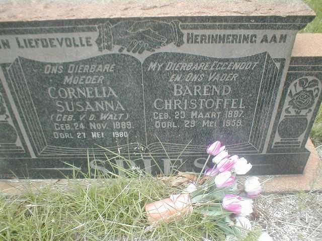 SPIES Barend Christoffel 1887-1959 &amp; Cornelia Susanna V.D. WALT 1889-1980