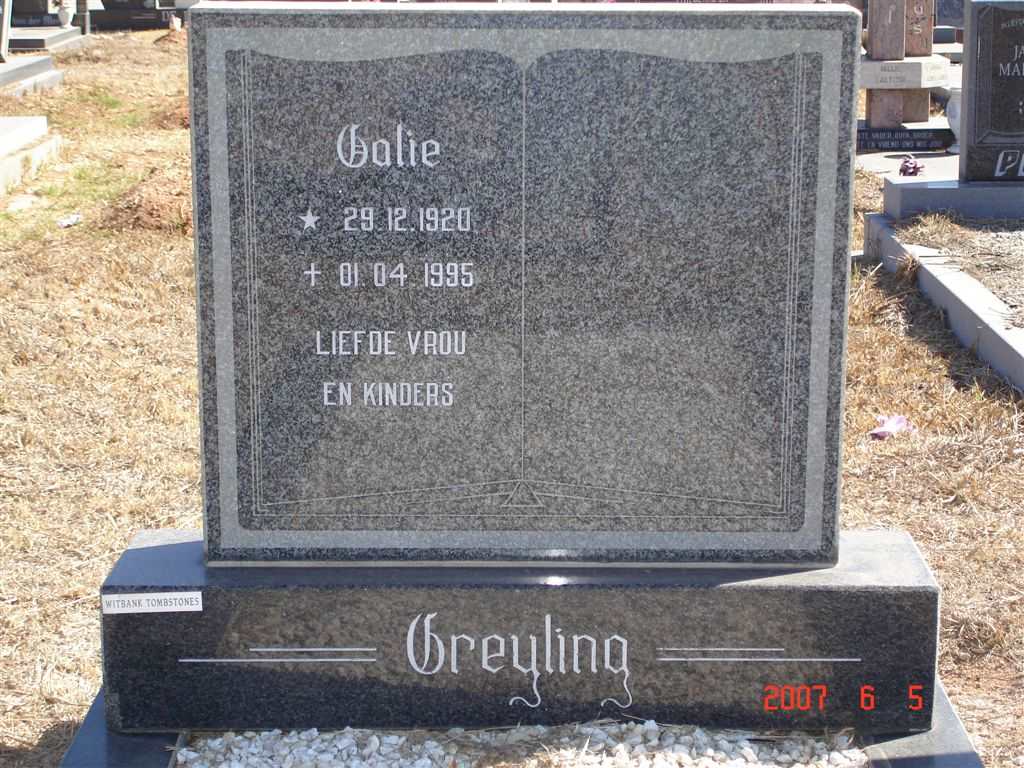 GREYLING Calie 1920-1995
