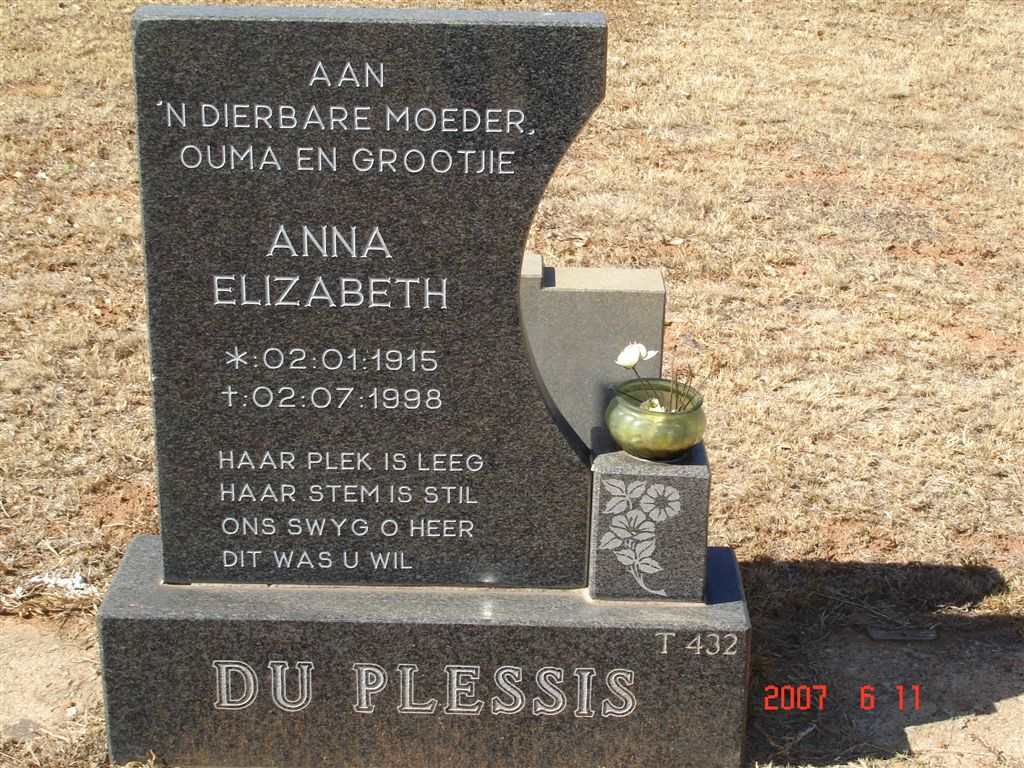 PLESSIS Anna Elizabeth, du 1915-1998