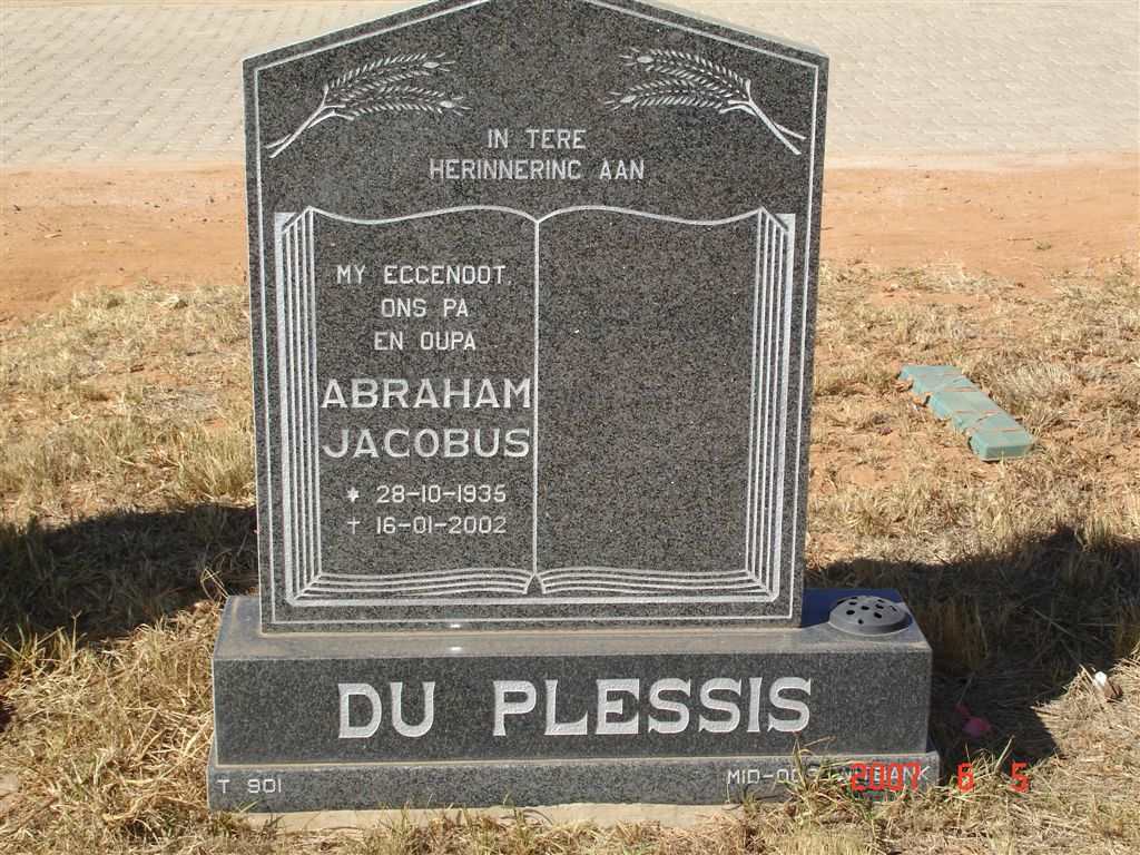 PLESSIS Abraham Jacobus, du 1935-2002