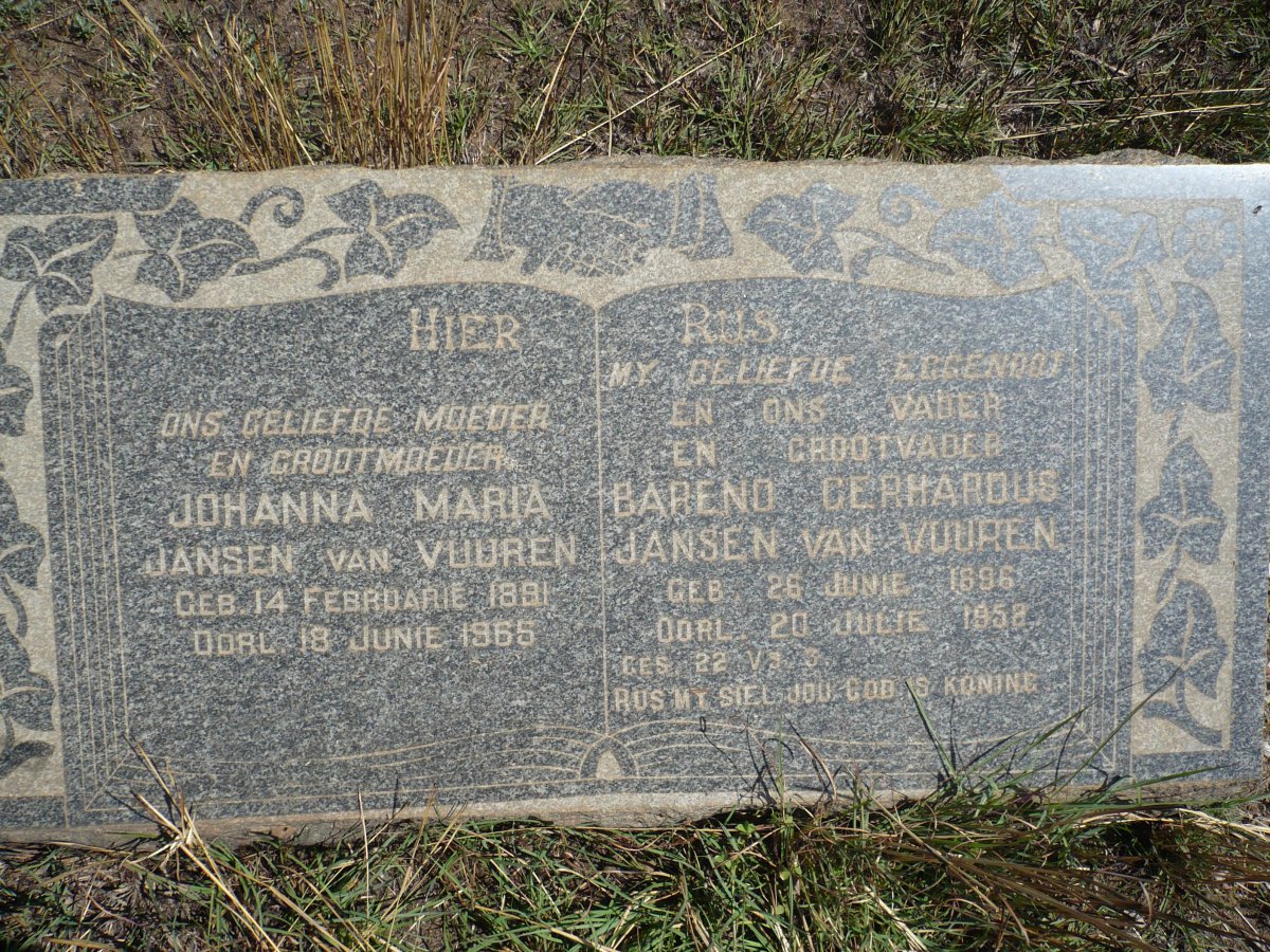 VUUREN Barend Gerhardus, Jansen van 1896-1958 &amp; Johanna Maria 1891-1965