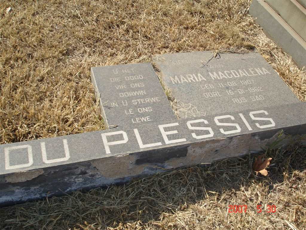 PLESSIS Maria Magdalena, du 1907-1982