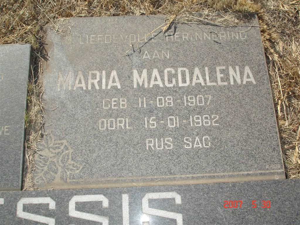 PLESSIS Maria Magdalena, du 1907-1982