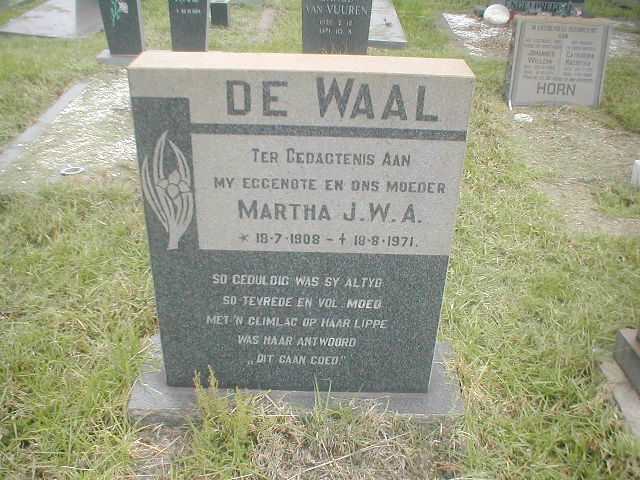 WAAL Martha J.W.A., de 1908-1971
