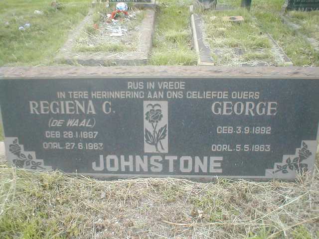 JOHNSTONE George 1892-1963 &amp; Regiena C. DE WAAL 1887-1963