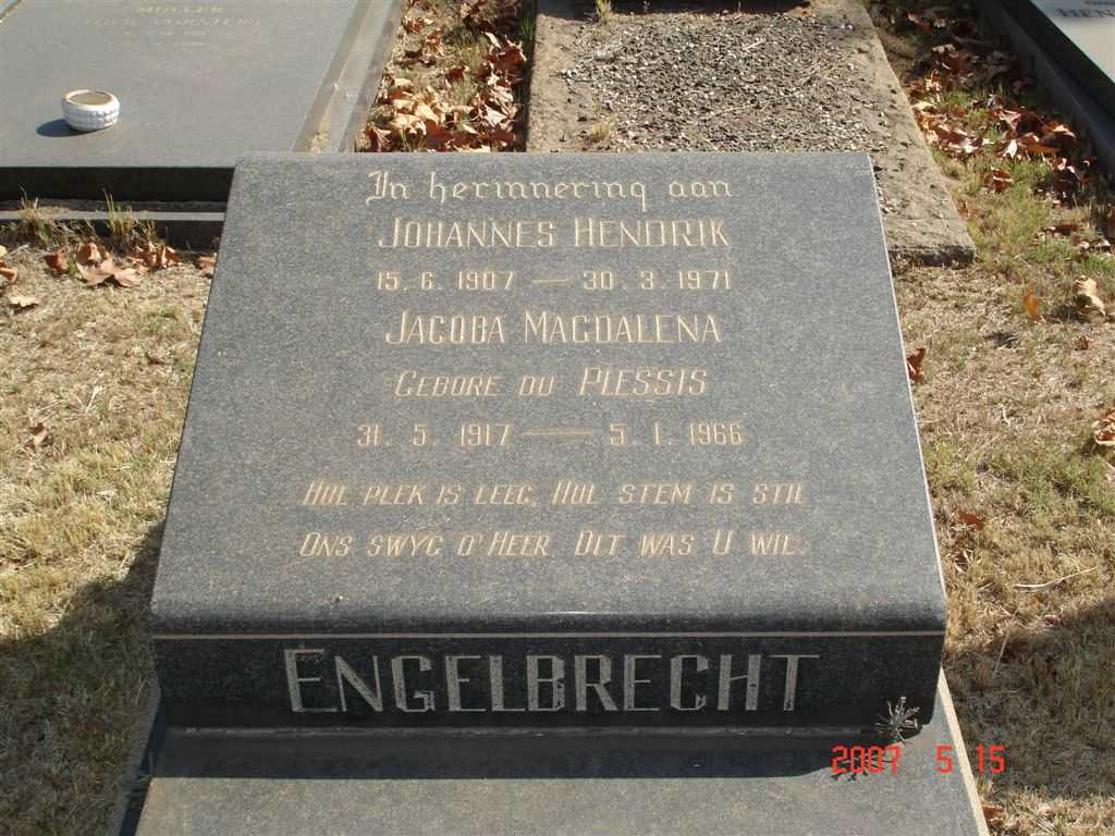 ENGELBRECHT Johannes Hendrik 1907-1971 &amp; Jacoba Magdalena DU PLESSIS 1917-1966