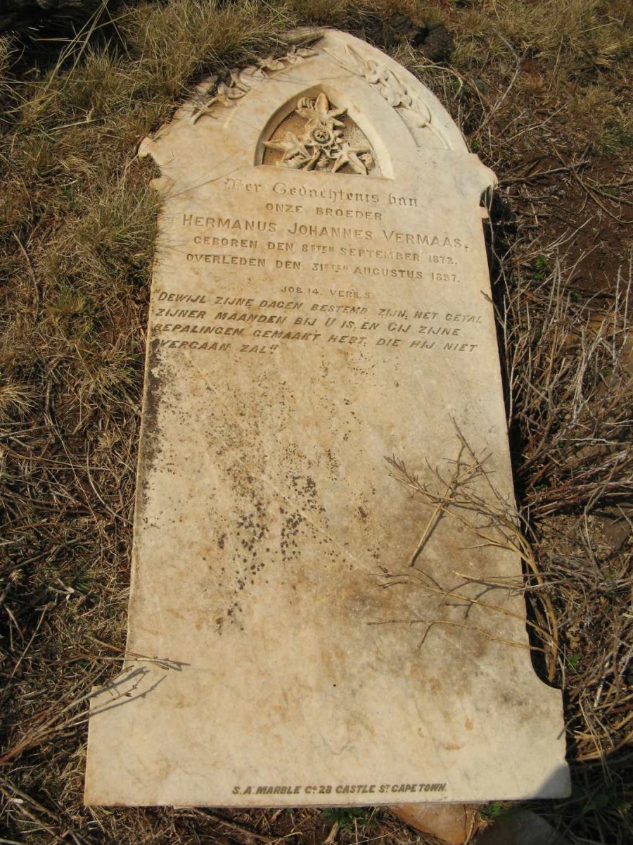VERMAAS Hermanus Johannes 1872-1897