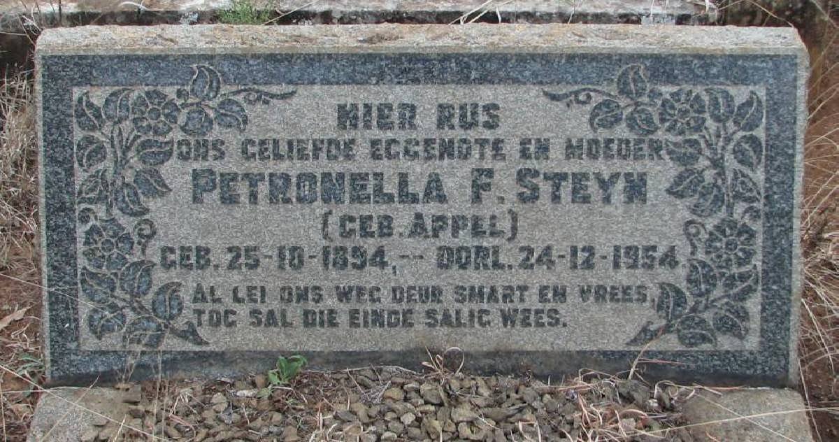 STEYN Petronella F. nee APPEL 1894-1954