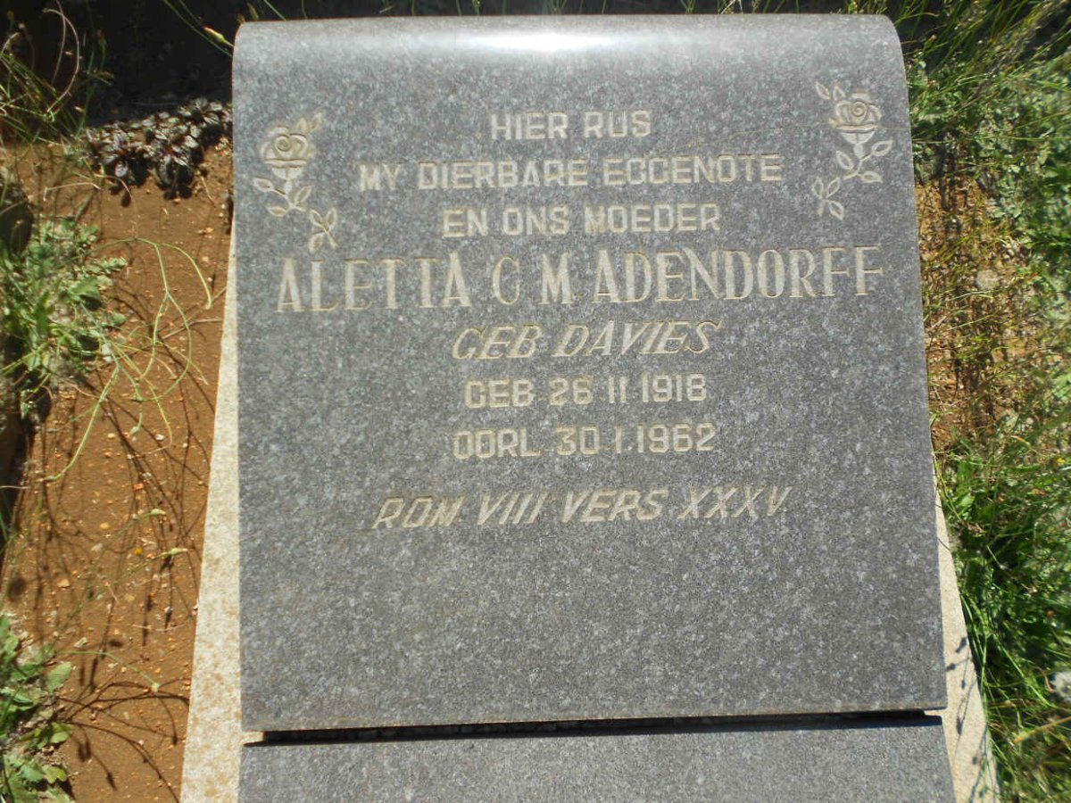 ADENDORFF Aletta C.M. nee DAVIES 1918-1962
