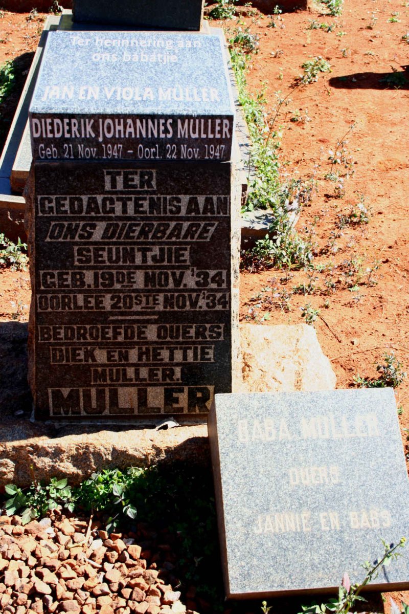 MULLER Seuntjie 1934-1934 :: MULLER Diederik Johannes 1947-1947 :: MULLER Baba