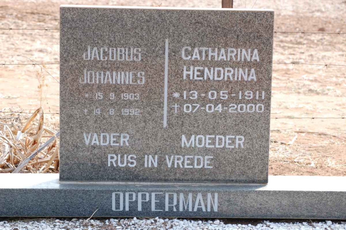 OPPERMAN Jacobus Johannes 1903-1992 &amp; Catharina Hendrina 1911-2000