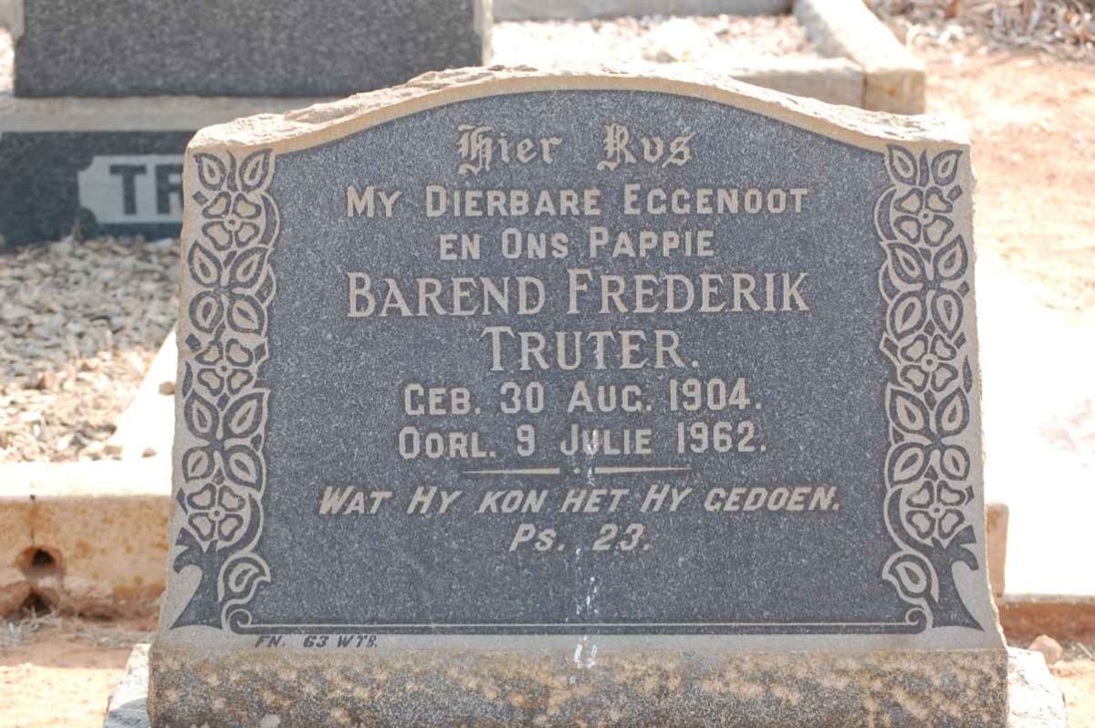 TRUTER Barend Frederik 1904-1962