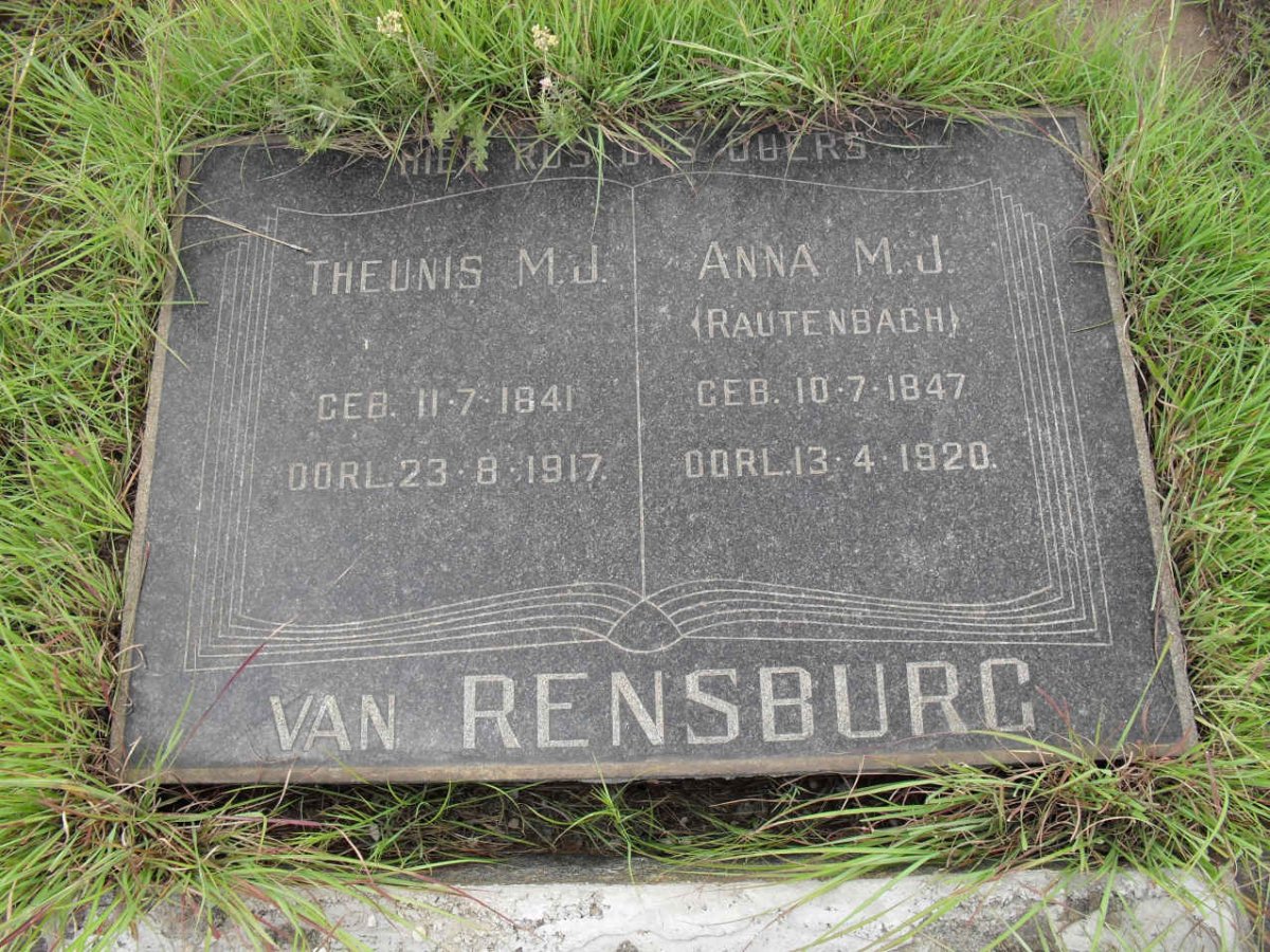 RENSBURG Theunis M.J., van 1841-1917 &amp; Anna M.J. RAUTENBACH 1847-1920