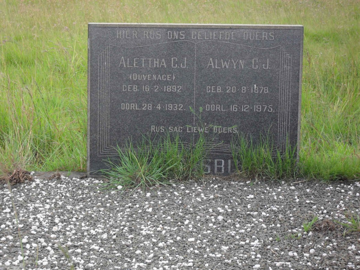 RENSBURG Alwyn C.J., Janse van 1878-1975 &amp; Aletta C. DUVENHAGE 1892-1932