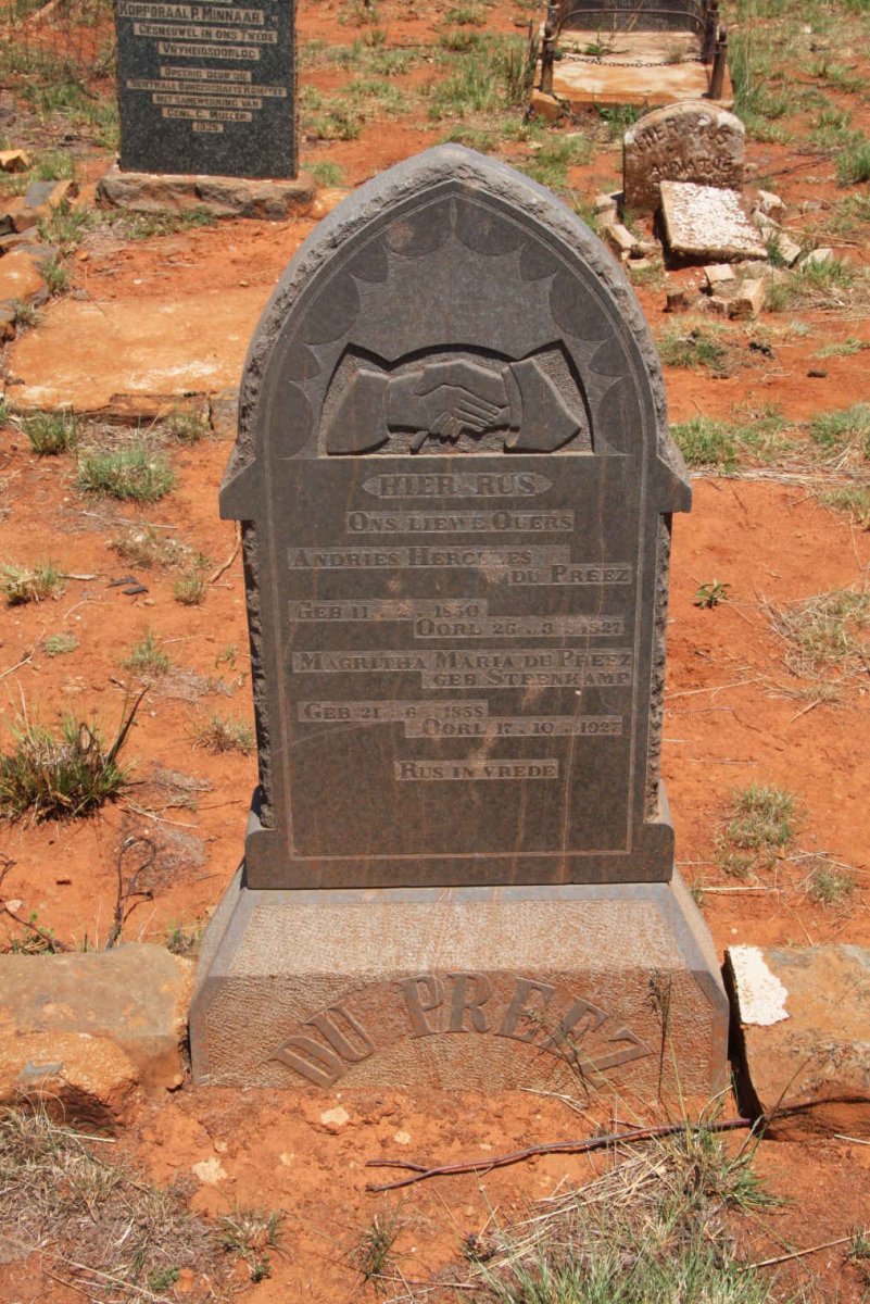 PREEZ Andries Hercules, du 1850-1927 &amp; Margaritha Maria STEENKAMP 1858-1927
