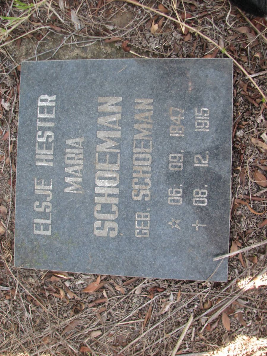 SCHOEMAN Elsje Hester Maria nee SCHOEMAN 1847-1915