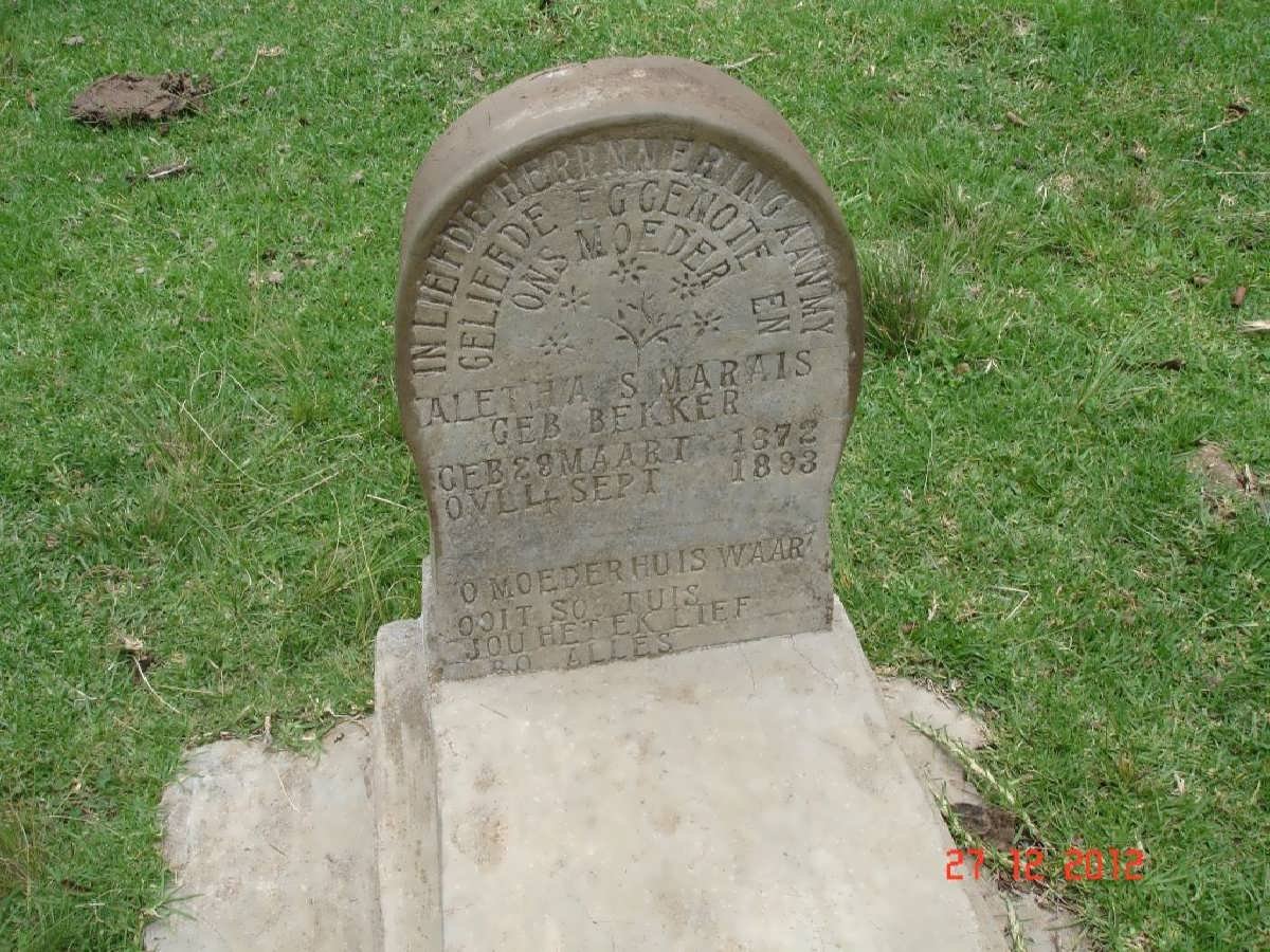 MARAIS Alettha S. nee BEKKER 1872-1893