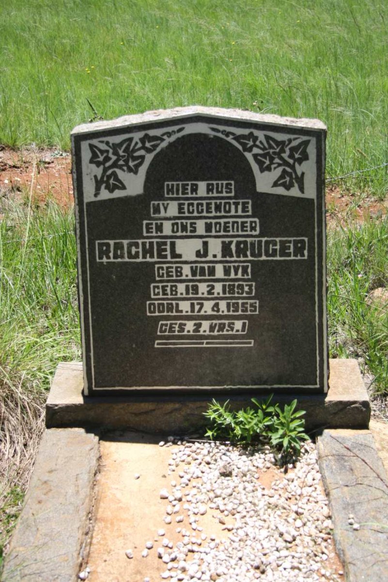 KRUGER Rachel J. nee VAN WYK 1893-1955