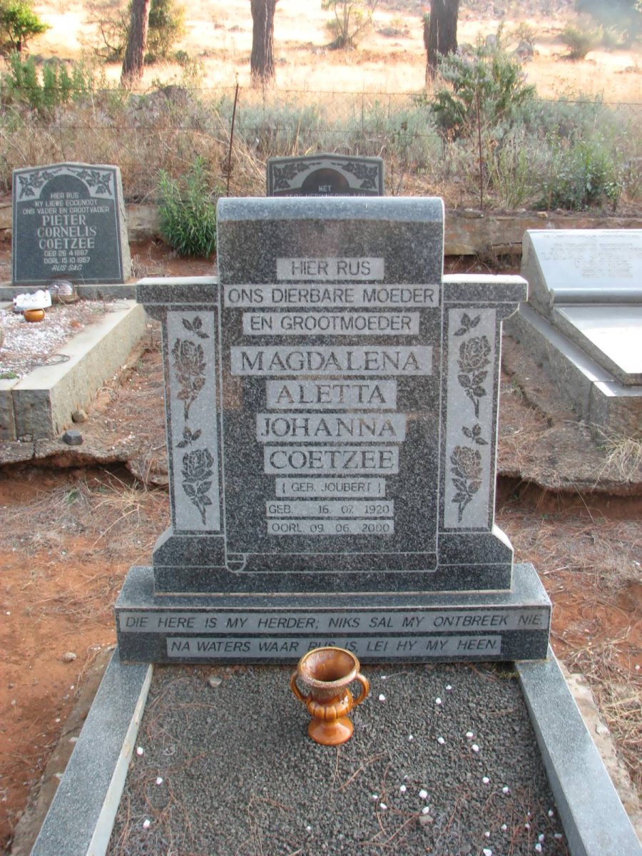 COETZEE Magdalena Aletta Johanna nee JOUBERT 1920-2000