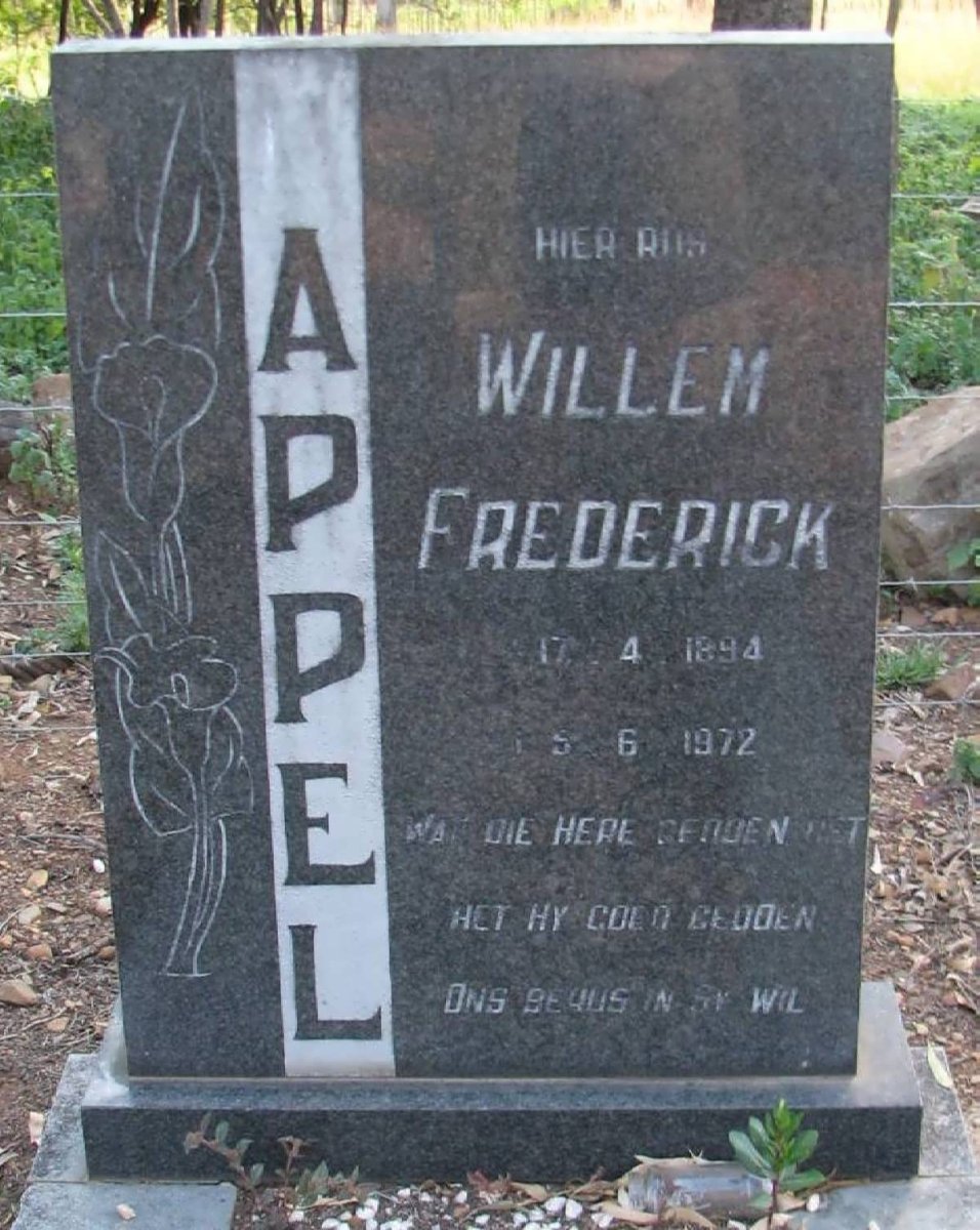 APPEL Willem Frederick 1894-1972