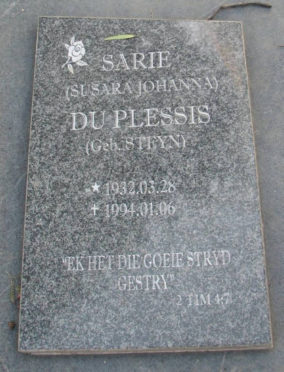 PLESSIS Susara Johanna, du nee STEYN 1932-1994
