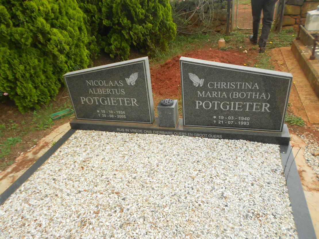 POTGIETER Nicolaas Albertus 1934-2005 &amp; Christina Maria BOTHA 1940-1993