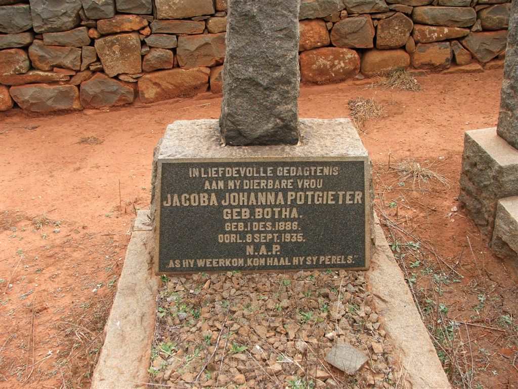 POTGIETER Jacoba Johanna nee BOTHA 1886-1935