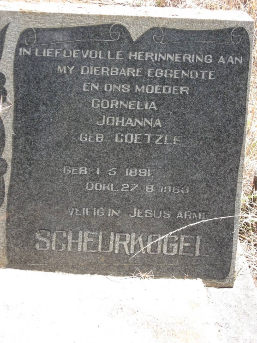 SCHEURKOGEL Cornelia Johanna nee COETZEE 1891-1963