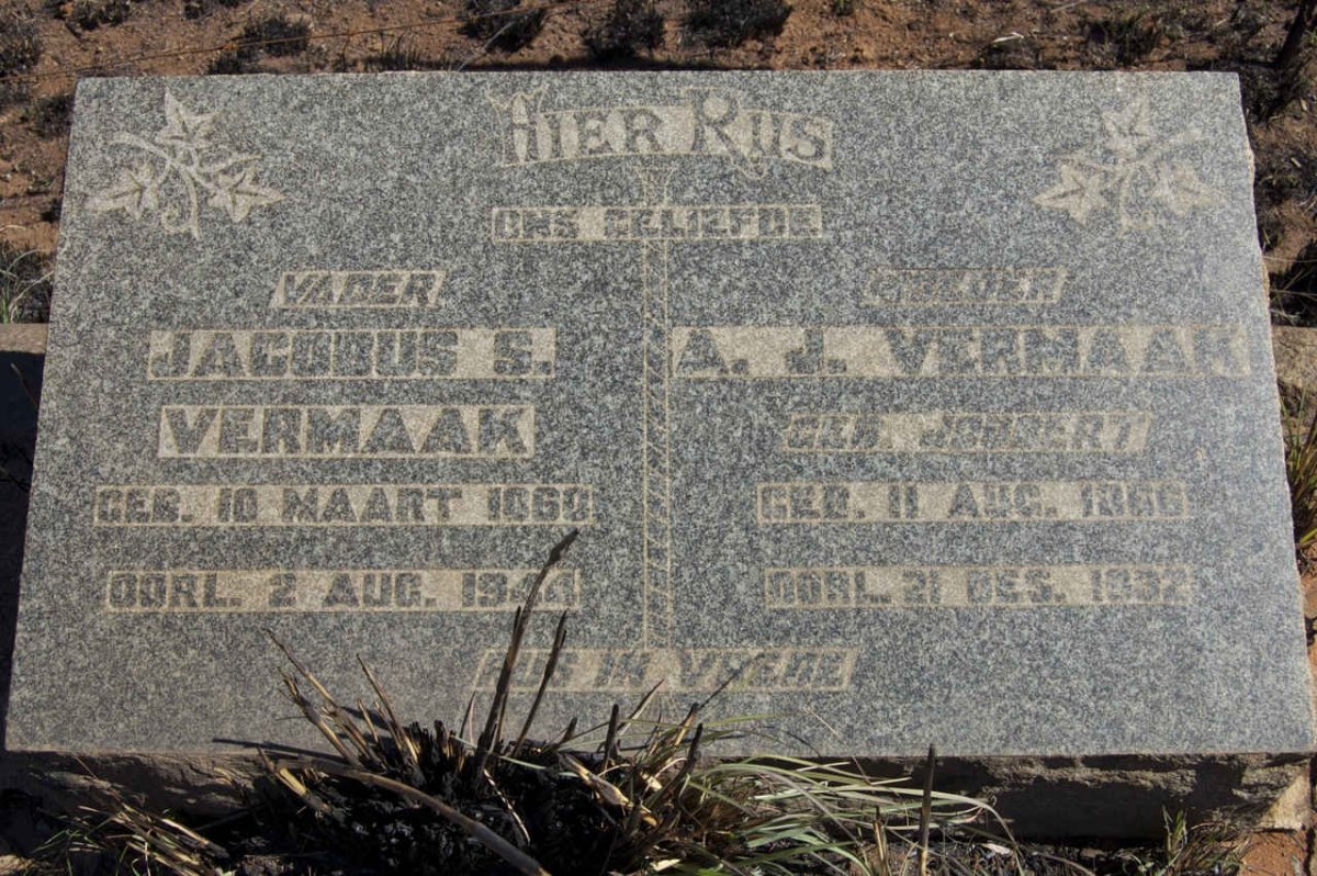 VERMAAK Jacobus S. 1860-1944 &amp; A.J. JOUBERT 1866-1932