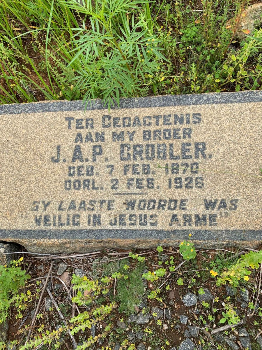 GROBLER J.A.P. 1870-1926