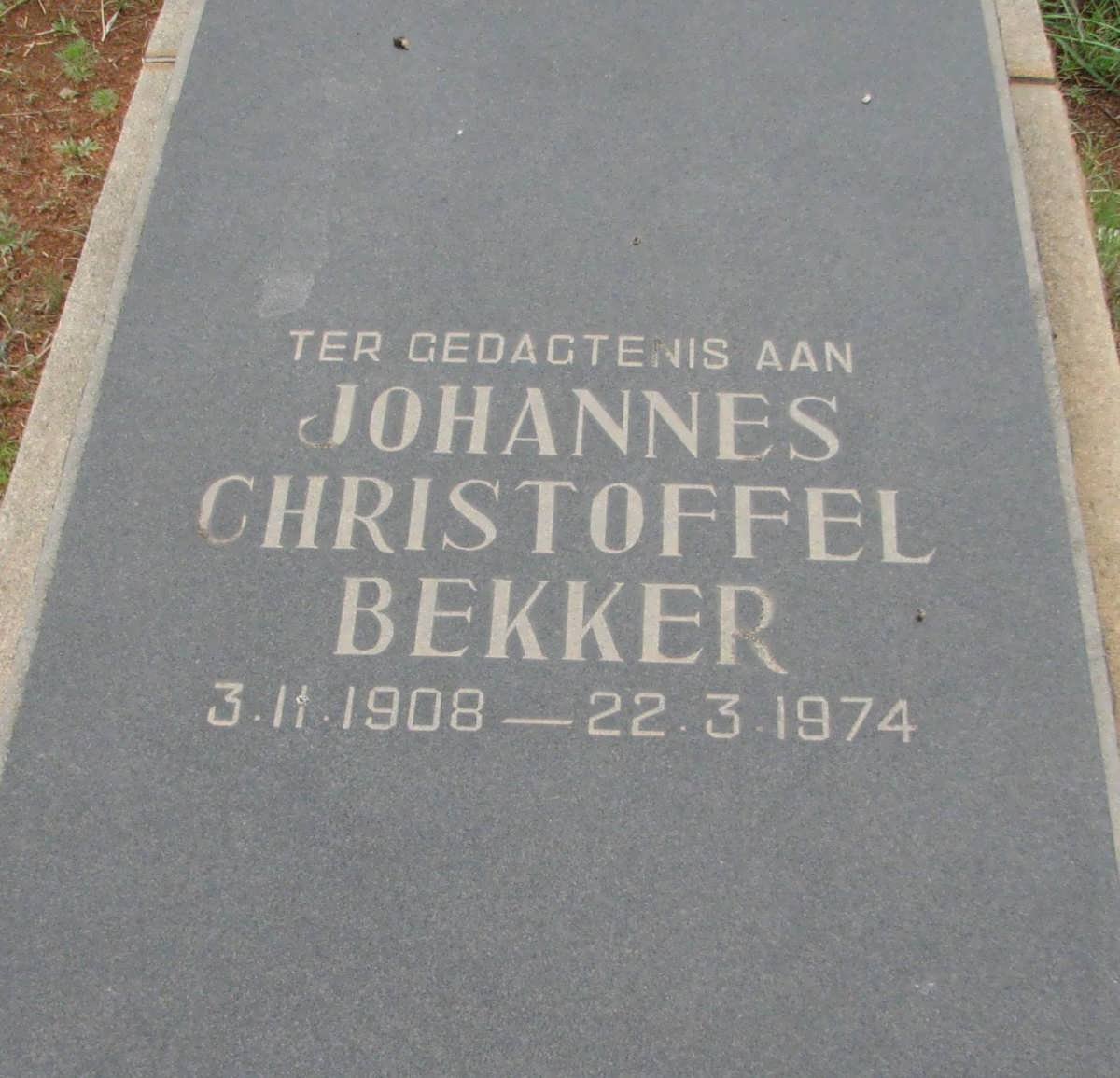 BEKKER Johannes Christoffel 1908-1974