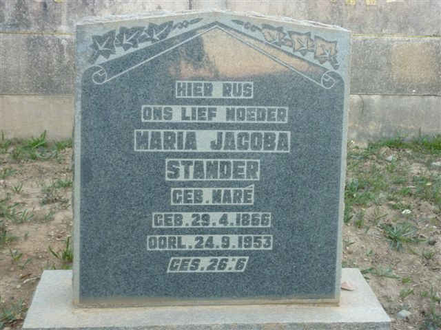 STANDER Maria Jacoba nee MARÉ 1866-1953 