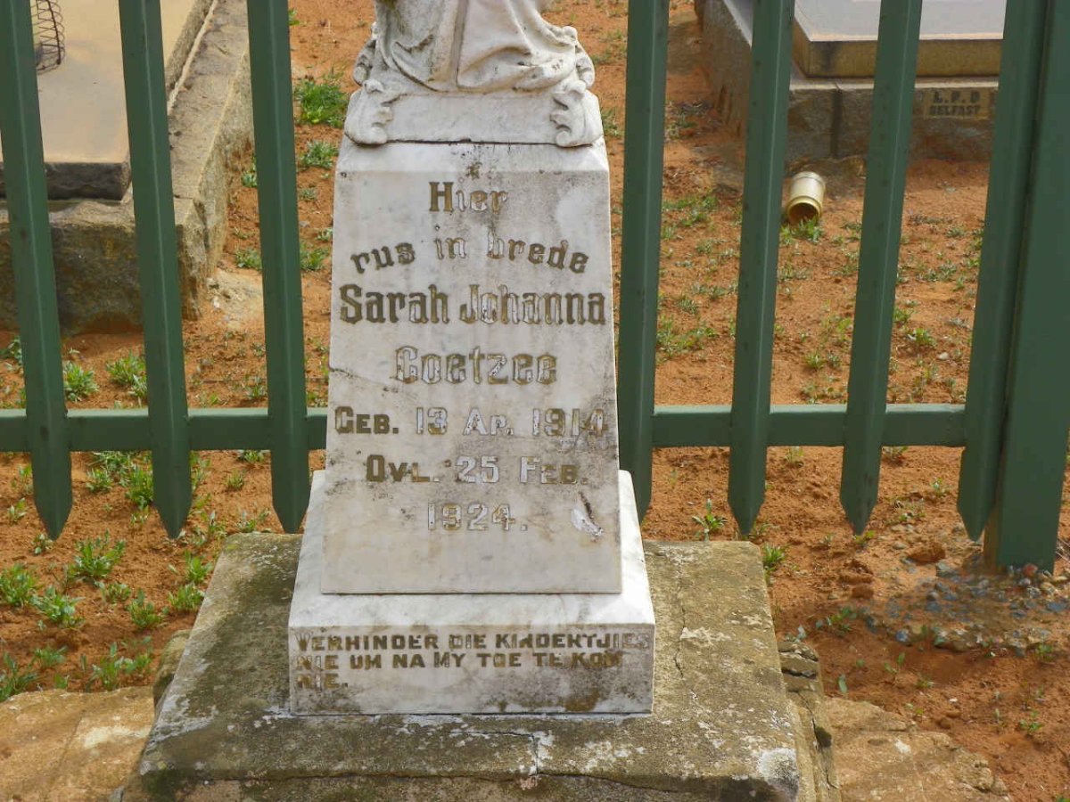 COETZEE Sarah Johanna 1914-1924