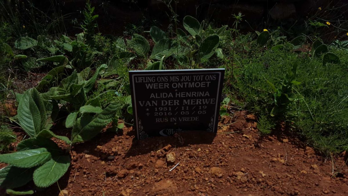 MERWE Alida Henrina, van der 1951-2016