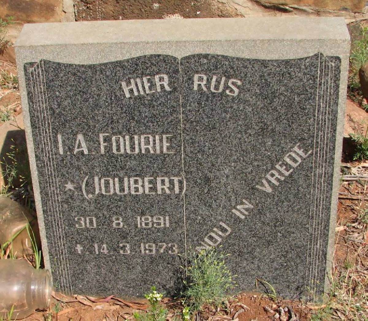 FOURIE I.A. nee JOUBERT 1891-1973