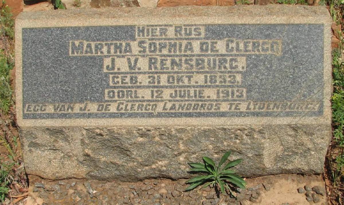 CLERCQ Martha Sophia, de nee J.V. RENSBURG 1833-1913