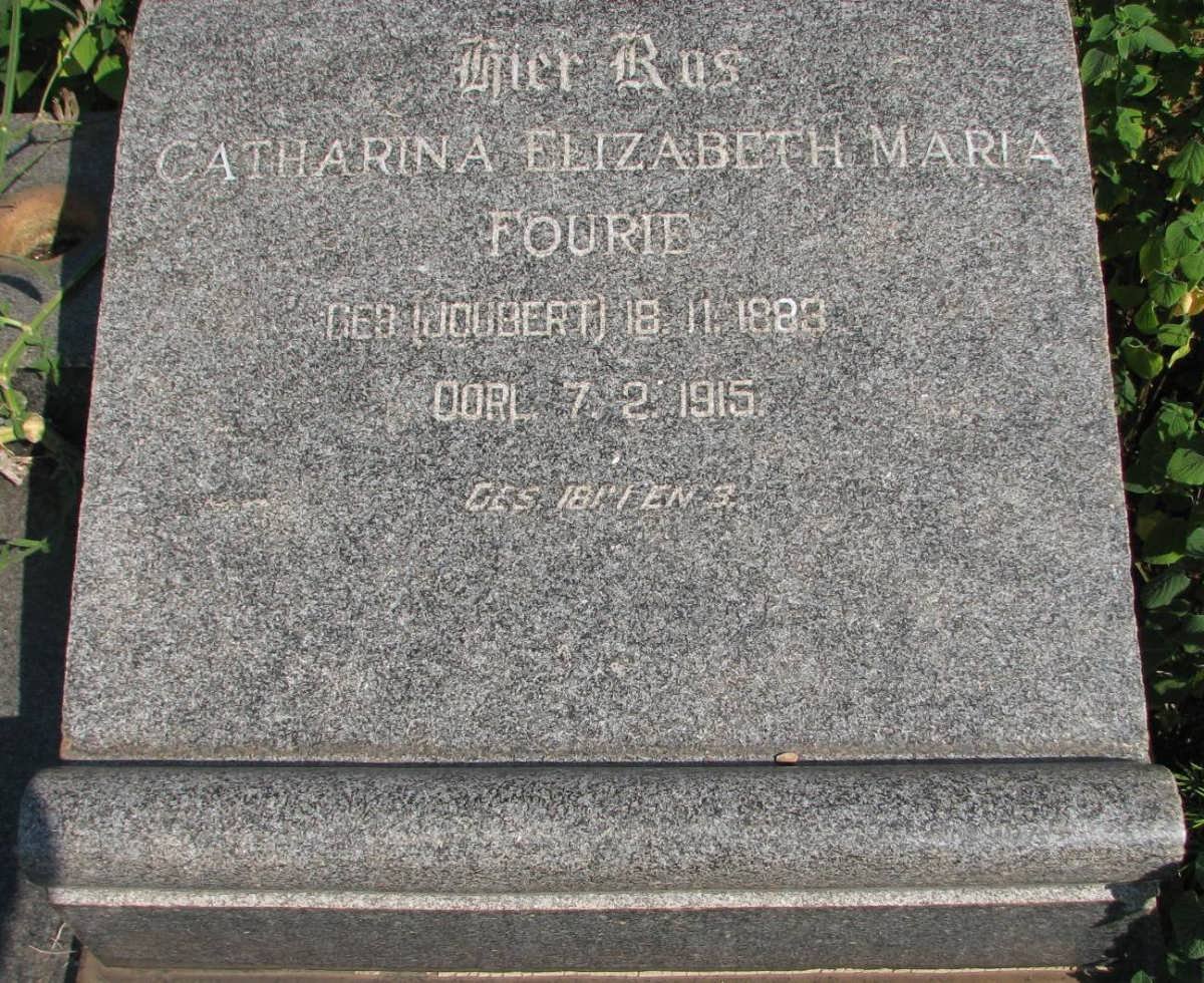 FOURIE Catharina Elizabeth Maria nee JOUBERT 1889-1915